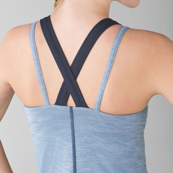 Lululemon Run For Gold Tank Luxtreme Heathered Blue Denim Womens Size 6 - Picture 2 of 8